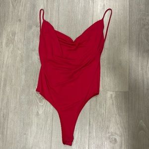 Red opened back bodysuit